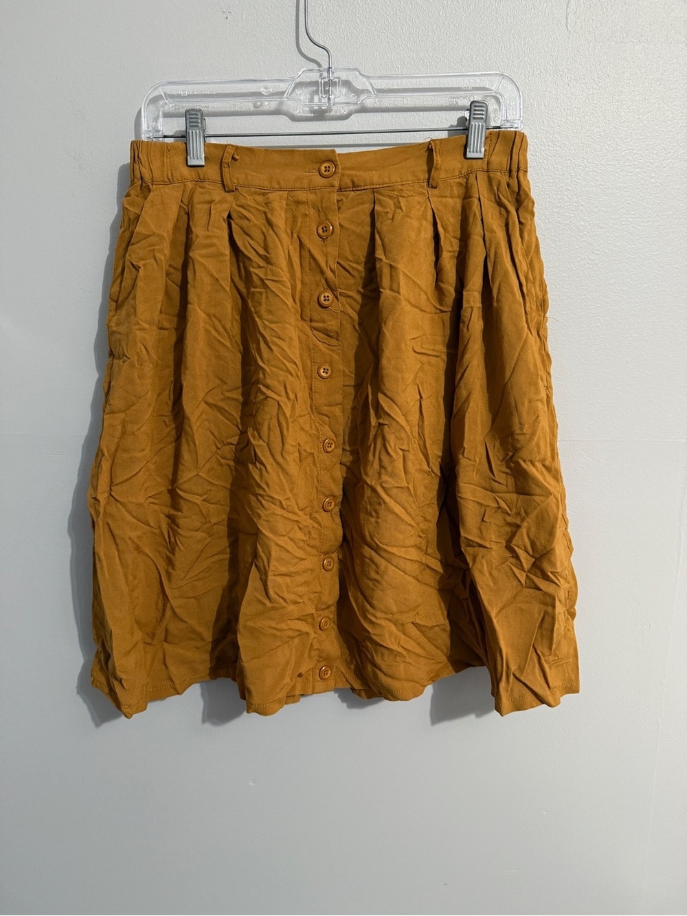 ModCloth Skirt Womens Medium Caramel Button Front A Line Midi Earthy Feminine